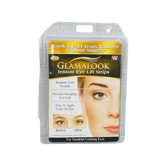 As Seen On TV! GLAMALOOK Instant Eye Lift Strips - 60 Strips & Storage Case - Picture 1 of 2